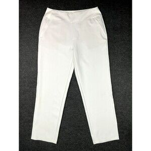IBKUL Ankle Pants Women's Size 10 White Crepe UPF 50+ Golf Pickleball Tummy Tuk